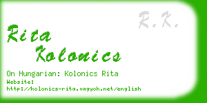 rita kolonics business card